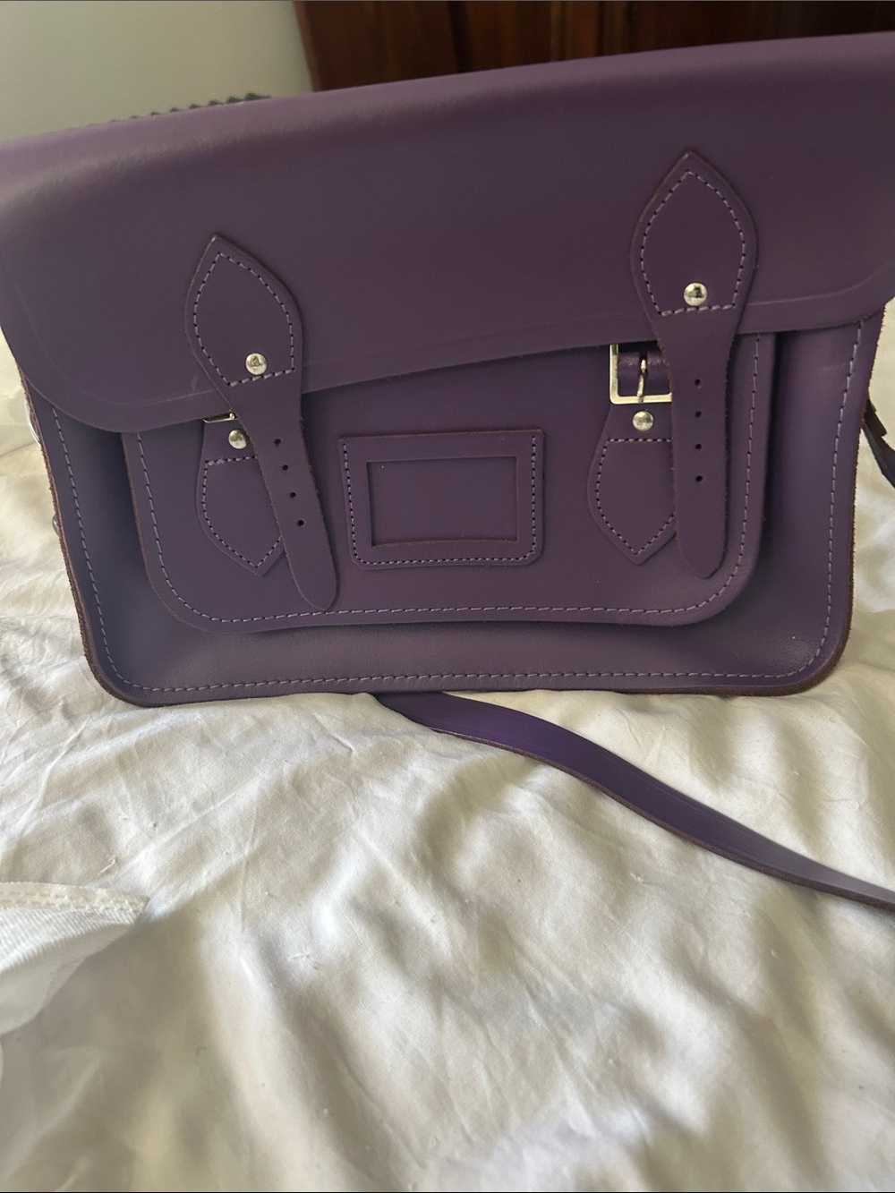 Structured Purple Satchel Crossbody Bag - Picture 2 of 6